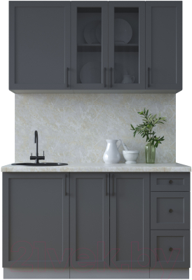 Кухонный гарнитур Интерлиния Тренд 1.4А (пепел/пепел/опал светлый) - фото