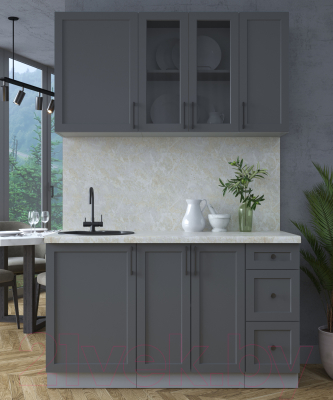 Кухонный гарнитур Интерлиния Тренд 1.4А (пепел/пепел/опал светлый)