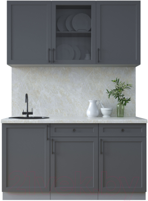 Кухонный гарнитур Интерлиния Тренд 1.5А (пепел/пепел/опал светлый) - фото