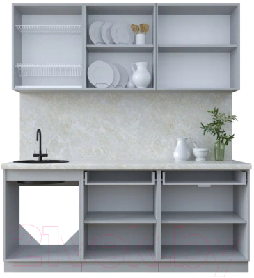 Кухонный гарнитур Интерлиния Тренд 1.9А (пепел/пепел/опал светлый)