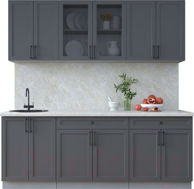 Кухонный гарнитур Интерлиния Тренд 2.1А (пепел/пепел/опал светлый) - фото