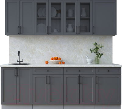 Кухонный гарнитур Интерлиния Тренд 2.3А (пепел/пепел/опал светлый) - фото