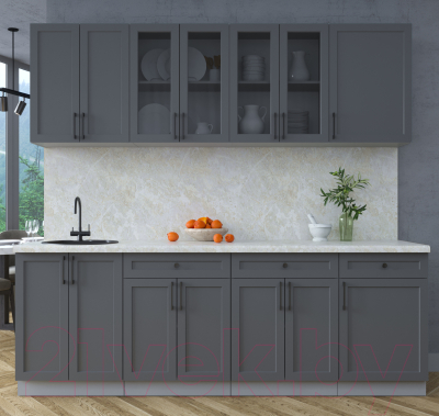 Кухонный гарнитур Интерлиния Тренд 2.3А (пепел/пепел/опал светлый)