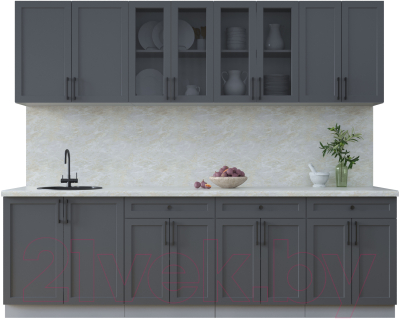 Кухонный гарнитур Интерлиния Тренд 2.6А (пепел/пепел/опал светлый) - фото