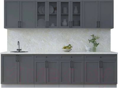 Кухонный гарнитур Интерлиния Тренд 2.8А (пепел/пепел/опал светлый) - фото