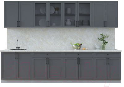 Кухонный гарнитур Интерлиния Тренд 3.1А (пепел/пепел/опал светлый) - фото