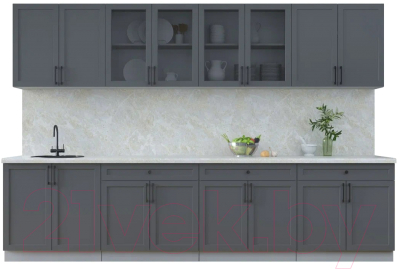 Кухонный гарнитур Интерлиния Тренд 3.2А (пепел/пепел/опал светлый) - фото
