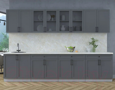 Кухонный гарнитур Интерлиния Тренд 3.2А (пепел/пепел/опал светлый)