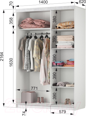 Шкаф Аквилон Акцент №26 (белое сияние/цемент светлый)