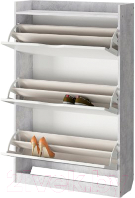 Тумба для обуви Аквилон ШО-83Б (белое сияние/цемент светлый)