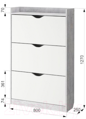 Тумба для обуви Аквилон ШО-83Б (белое сияние/цемент светлый)