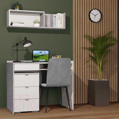 Письменный стол Аквилон СТК №30 (белое сияние/цемент светлый)