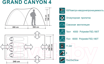 Палатка Canadian Camper Grand Canyon 4 (Royal)