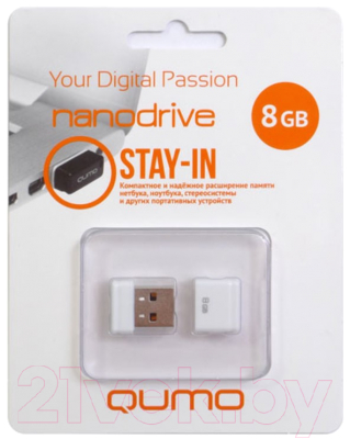 Usb flash накопитель Qumo 2.0 8GB QM8GUD-Nano-W / Q18322