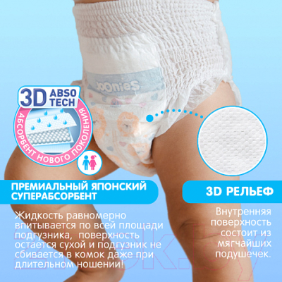 Подгузники-трусики детские Joonies Premium Soft M 6-11кг