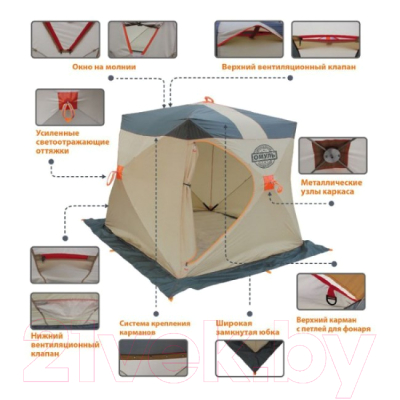 Палатка Митек Омуль-Куб 1 (хаки/бежевый)