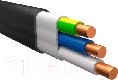 Кабель силовой Ecocable ВВГнг(А)-П 3х2.5 ок (N / PE)-0.66 - фото