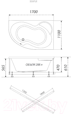 Ванна акриловая Triton Мари 170x110 L Базовая