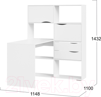 Письменный стол ТриЯ Тип 7 (белый ясень)
