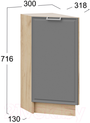 Шкаф-стол кухонный ТриЯ Белладжио 1Н3Т (дуб крафт золотой/софт графит)