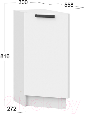 Шкаф-стол кухонный ТриЯ Детройт 1Н3Т исп.2 (белый/белый глянец)