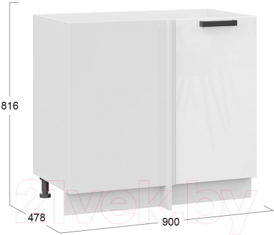 Шкаф под мойку ТриЯ Детройт 1Н9У исп.2 (белый/белый глянец)