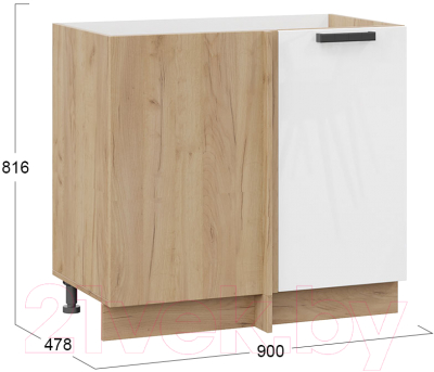 Шкаф под мойку ТриЯ Детройт 1Н9У исп.2 (дуб крафт золотой/белый глянец)