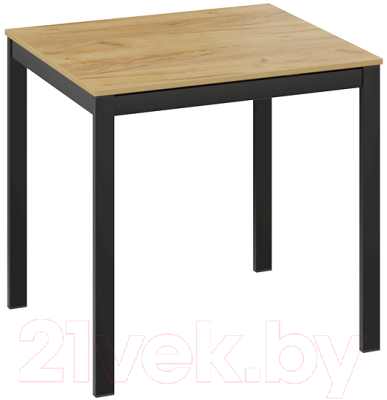 Обеденный стол ТриЯ Слайд тип 1 раздвижной (черный муар/дуб крафт золотой) - фото