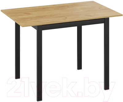 Обеденный стол ТриЯ Слайд тип 1 раздвижной (черный муар/дуб крафт золотой)