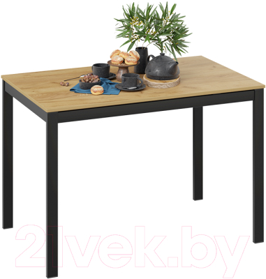 Обеденный стол ТриЯ Слайд тип 2 раздвижной (черный муар/дуб крафт золотой)