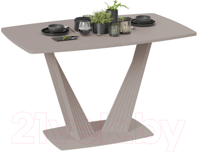 Обеденный стол ТриЯ Фабио тип 1 раздвижной (капучино матовый/стекло матовое капучино)