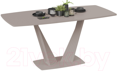 Обеденный стол ТриЯ Фабио тип 1 раздвижной (капучино матовый/стекло матовое капучино)