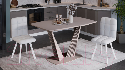Обеденный стол ТриЯ Фабио тип 1 раздвижной (капучино матовый/стекло матовое капучино)