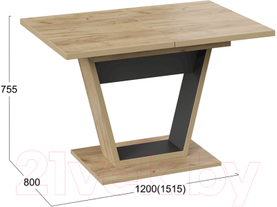Обеденный стол ТриЯ Гавана тип 1 (дуб крафт золотой/черный)