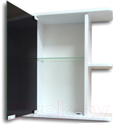 Шкаф с зеркалом для ванной Гамма 10м (белый, левый)