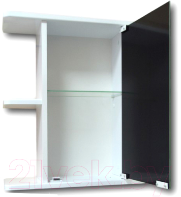 Шкаф с зеркалом для ванной Гамма 10м (белый, правый)