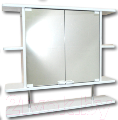 Шкаф с зеркалом для ванной Гамма 11/1м (белый) - фото