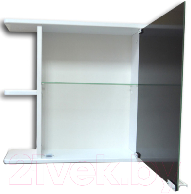 Шкаф с зеркалом для ванной Гамма 15м (белый, правый)