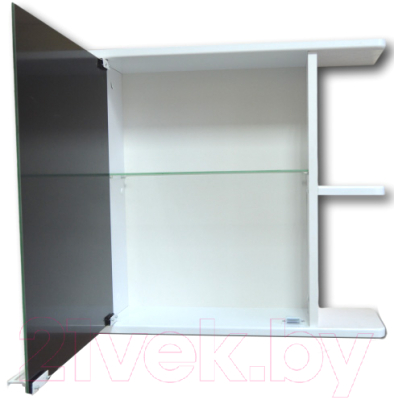 Шкаф с зеркалом для ванной Гамма 15м (белый, левый)