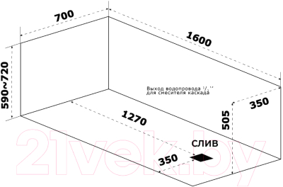 Ванна акриловая BAS Аякс 160x70