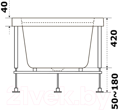 Ванна акриловая BAS Аякс 160x70