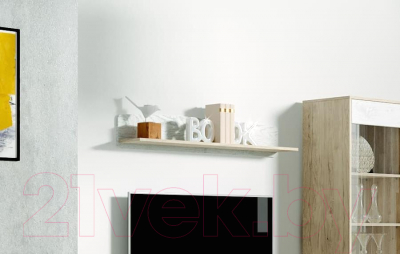 Полка Мебельград Калгари (дуб натуральный светлый/белый матовый)