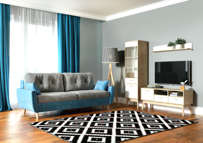 Полка Мебельград Калгари (дуб натуральный светлый/белый матовый)