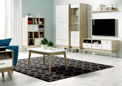 Стеллаж Мебельград Калгари (дуб натуральный светлый/белый матовый)