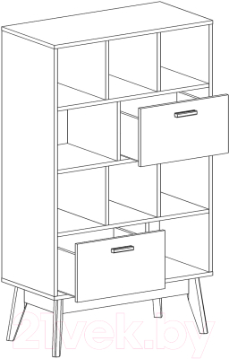 Стеллаж Мебельград Калгари (дуб натуральный светлый/белый матовый)