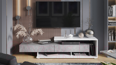 Тумба ТриЯ Монтана TV-4 (белый/ателье светлый глянец)