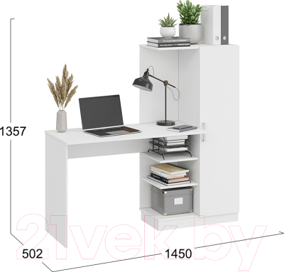 Компьютерный стол ТриЯ Бейсик (белый)