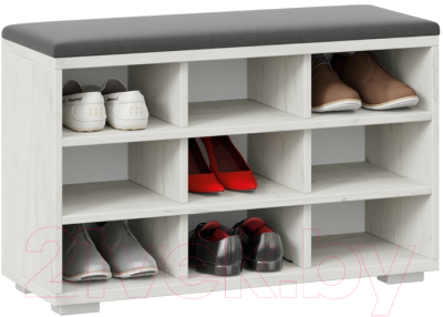 Тумба в прихожую ТриЯ Тип 10 (дуб крафт белый/велюр графит)