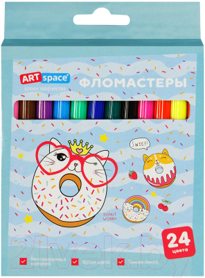 Фломастеры ArtSpace Кот-сластена / WP24_27022 - фото