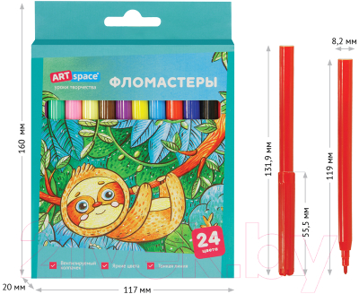 Фломастеры ArtSpace Милые зверушки / WP24_26940
